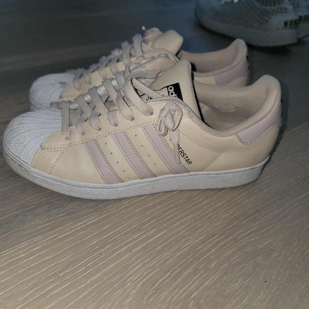 Tan Adidas super stars size 9